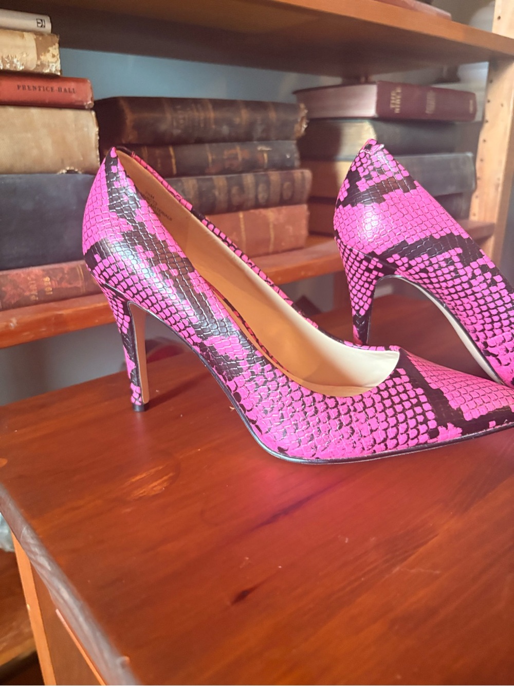 Nine West Tatiana Pump Pink Snake-Print Pointed Toe High Heels - Picture 2 of 11